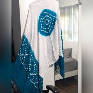 Green and White Tie-Dye Dupatta